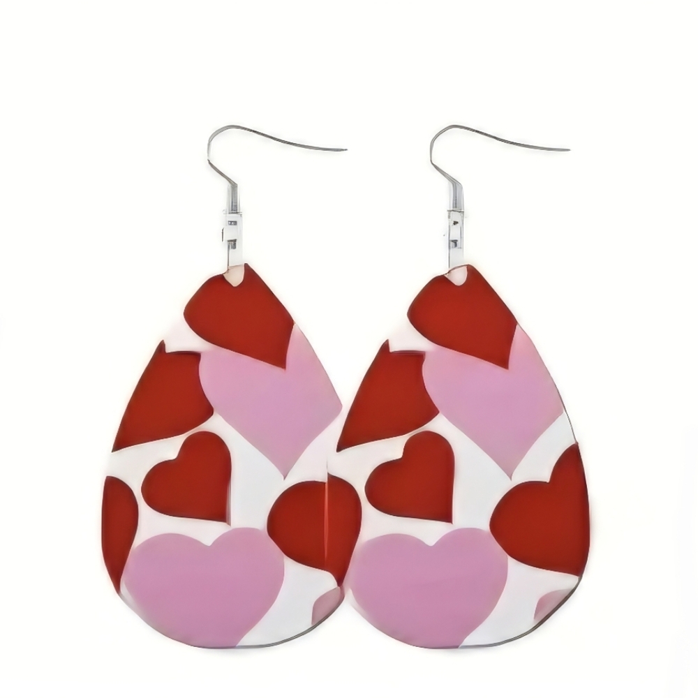 Red Heart Teardrop Earrings